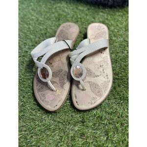 Womens Size 7 Sandals Gold Gems Thong Beach Summer Cruise